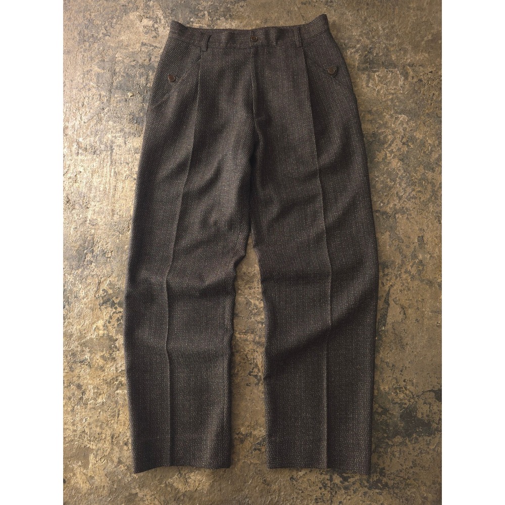 Vintage 80s Pietro Bruno Brown Wool Pleated Trousers 30x29.5 Made in Italy